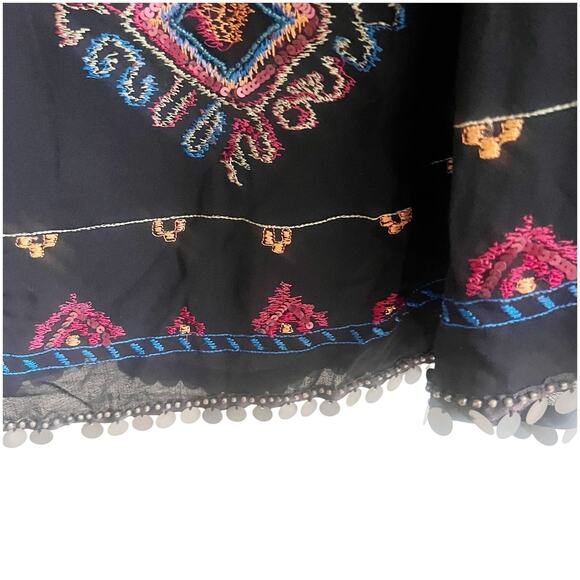 Chico's Black and Multicolor Embroidered Midi Skirt - Picture 6 of 16